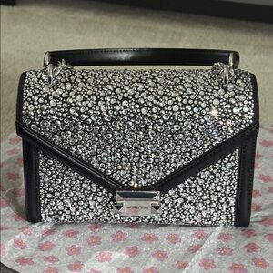 Michael Kors Whitney Medium Shoulder Bag- Black with Embellishments